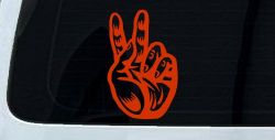 Peace Hand Sign Car or Truck Window Decal Sticker (Orange Red)
