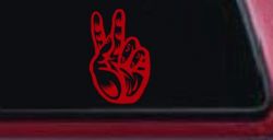 Peace Hand Sign Decal for Car Truck Window - Vinyl Sticker (Red)