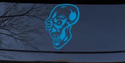 Big Eyed Skull Car or Truck Window Decal Sticker (Blue)