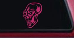 Big Eyed Skull Car or Truck Window Decal Sticker (Hot Pink)