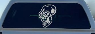 Big Eyed Skull Car Truck Window Decal Sticker Vinyl Art (Light Gray)