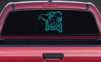 Cartoon Eagle Head Car or Truck Window Decal Sticker (Turquoise Blue)