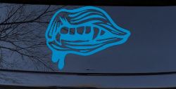 Vampire Mouth Fangs Lips Car or Truck Window Decal Sticker (Blue)
