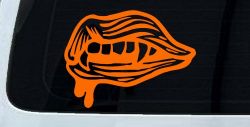 Vampire Fangs Lips Decal - Car Truck Window Vinyl Sticker (Orange)