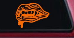 Vampire Mouth Fangs Lips Car or Truck Window Decal Sticker (Orange)