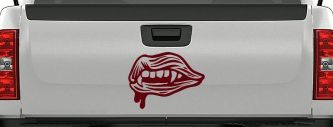 Vampire Mouth Fangs Lips Car or Truck Window Decal Sticker (Purple Red)