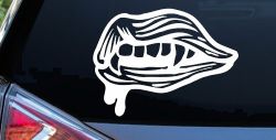Vampire Mouth Fangs Lips Car or Truck Window Decal Sticker