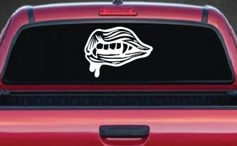 Vampire Mouth Fangs Lips Car or Truck Window Decal Sticker