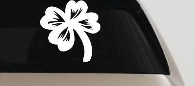 Four Leaf Clover Decal for Car Truck Window Vinyl Sticker Lucky Charm (White)