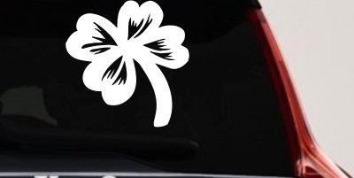 Four Leaf Clover Decal for Car Truck Window Vinyl Sticker Lucky Charm (White)
