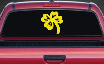 Four Leaf Clover Car or Truck Window Decal Sticker (Yellow)