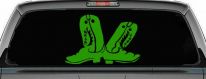 Cowboy Boots Western Farm Ranch Rodeo Car or Truck Window Decal Sticker (Lime)