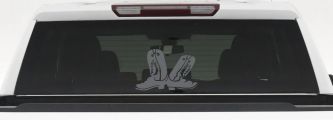 Cowboy Boots Western Farm Ranch Rodeo Car or Truck Window Decal Sticker (Silver)