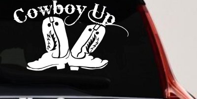 Cowboy Up Boots Rodeo Western Car Truck Window Decal Sticker Vinyl