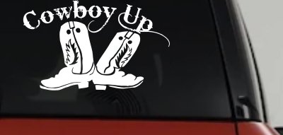 Cowboy Up Boots Rodeo Western Car Truck Window Decal Sticker Vinyl