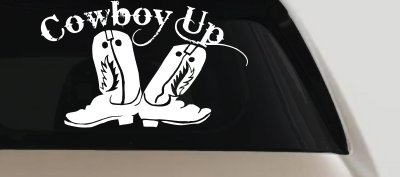 Cowboy Up Boots Rodeo Western Car Truck Window Decal Sticker Vinyl