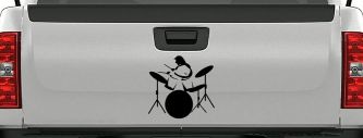 Drummer Outline Line Art Music Car or Truck Window Decal Sticker (Black)