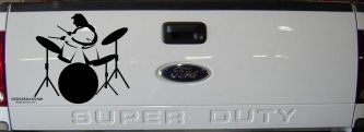Drummer Outline Line Art Music Car or Truck Window Decal Sticker (Black)