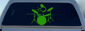 Drummer Outline Line Art Music Car or Truck Window Decal Sticker (Lime)