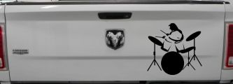 Drummer Outline Line Art Music Car or Truck Window Decal Sticker (Matte Black)