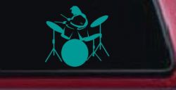 Drummer Outline Line Art Music Car or Truck Window Decal Sticker (Turquoise)