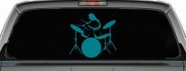Drummer Outline Line Art Music Car or Truck Window Decal Sticker (Turquoise Blue)