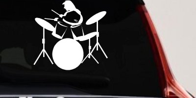 Drummer Outline Decal for Car Truck Window - Music Line Art Sticker