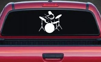 Drummer Outline Line Art Music Car or Truck Window Decal Sticker