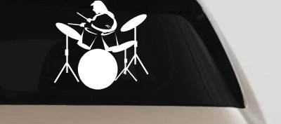 Drummer Outline Decal for Car Truck Window - Music Line Art Sticker