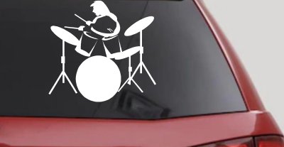 Drummer Outline Decal for Car Truck Window - Music Line Art Sticker
