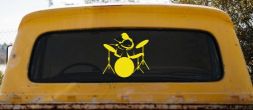 Drummer Outline Line Art Music Car or Truck Window Decal Sticker (Yellow)