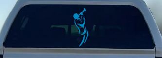 Bugle Player Line Art Music Car or Truck Window Decal Sticker (Blue)