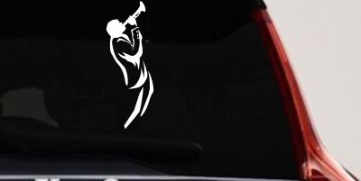 Bugle Player Line Art Vinyl Decal Car Truck Window Music Sticker