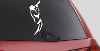 Bugle Player Line Art Vinyl Decal Car Truck Window Music Sticker