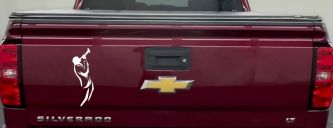 Bugle Player Line Art Vinyl Decal Car Truck Window Music Sticker (White)