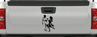 Couple Dancing Line Art People Car or Truck Window Decal Sticker (Black)