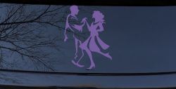 Couple Dancing Line Art People Car or Truck Window Decal Sticker (Purple)
