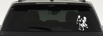 Couple Dancing Line Art People Car or Truck Window Decal Sticker (White)