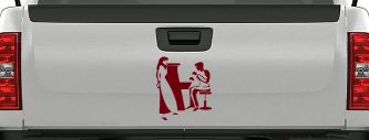 Man Woman Piano Line Art Music Car or Truck Window Decal Sticker (Burgundy)