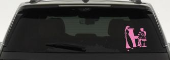 Man Woman Piano Line Art Music Car or Truck Window Decal Sticker (Pink)