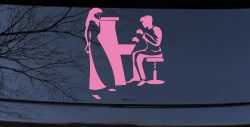 Man Woman Piano Line Art Music Car or Truck Window Decal Sticker (Pink)