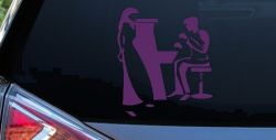 Man Woman Piano Line Art Music Car or Truck Window Decal Sticker (Violet)