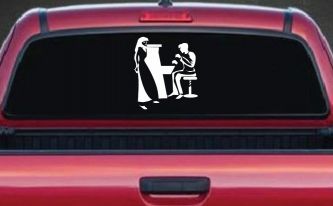 Man Woman Piano Line Art Music Car or Truck Window Decal Sticker