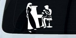 Man Woman Piano Line Art Music Car or Truck Window Decal Sticker