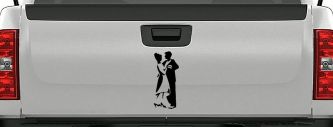 Couple Dancing Line Art People Car or Truck Window Decal Sticker (Black)