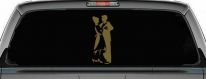 Couple Dancing Line Art People Car or Truck Window Decal Sticker (Gold)