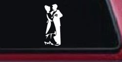 Couple Dancing Line Art People Car or Truck Window Decal Sticker