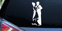 Couple Dancing Line Art People Car or Truck Window Decal Sticker