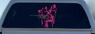 Band Playing Line Art Music Car or Truck Window Decal Sticker (Hot Pink)