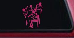 Band Playing Line Art Music Car or Truck Window Decal Sticker (Hot Pink)